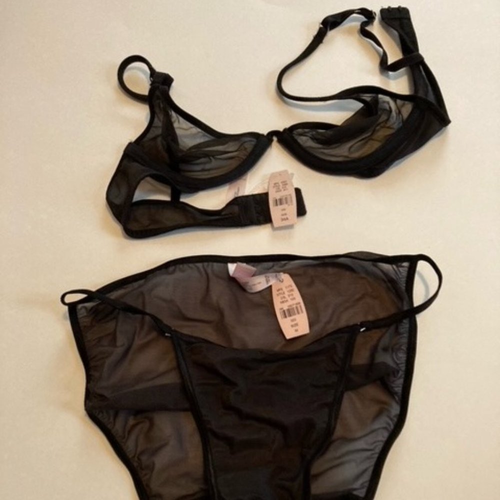 Victoria's Secret Sheer Black Bra and Panty Set